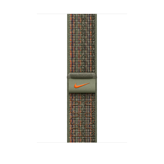 Correa loop deportiva Nike color secuoya/naranja para caja de 45 mm