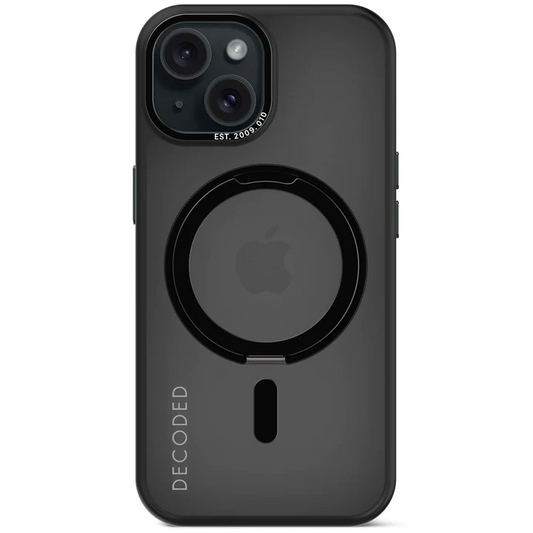 Case de soporte de lazo transparente de plastico reciclado para iPhone 15 - Negro Esmerilado