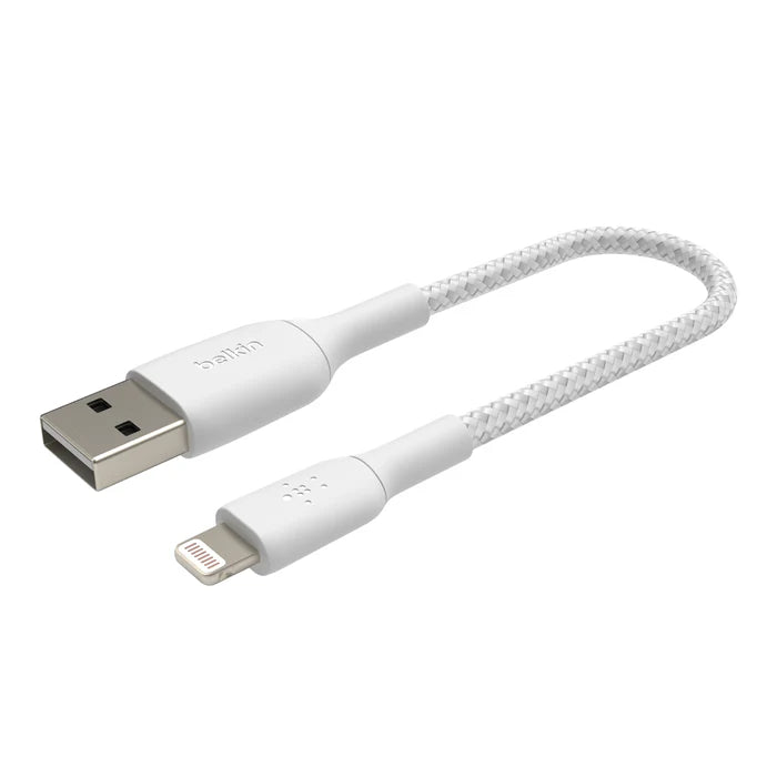 Cable Belkin Braided USB-A a Lightning - Blanco