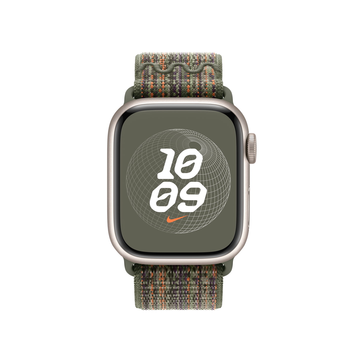 Correa loop deportiva Nike color secuoya/naranja para caja de 41 mm