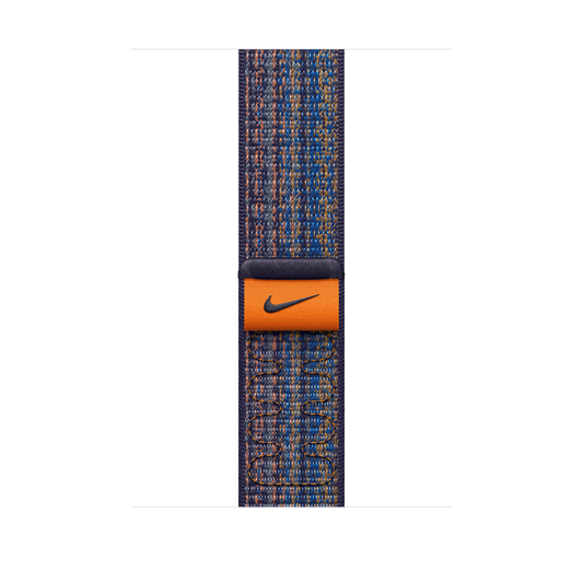 Correa loop deportiva Nike color Game Royal/naranja para caja de 45 mm