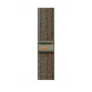 Correa loop deportiva Nike color secuoya/naranja para caja de 45 mm