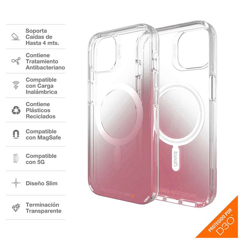 Case GEAR4 MILAN SNAP con MagSafe Para iPhone 13 - Transparente/rosa