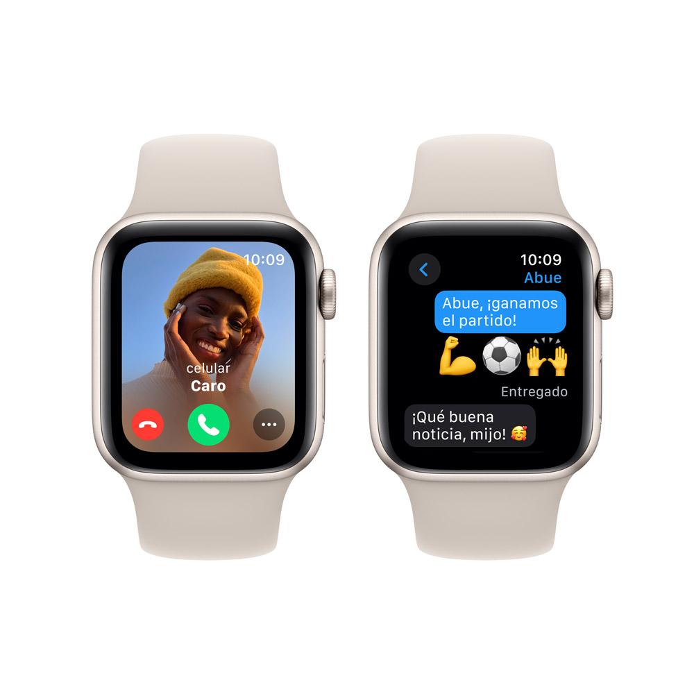 Apple Watch SE GPS • Caja de aluminio blanco estelar de 40 mm • Correa deportiva blanco estelar - S/M