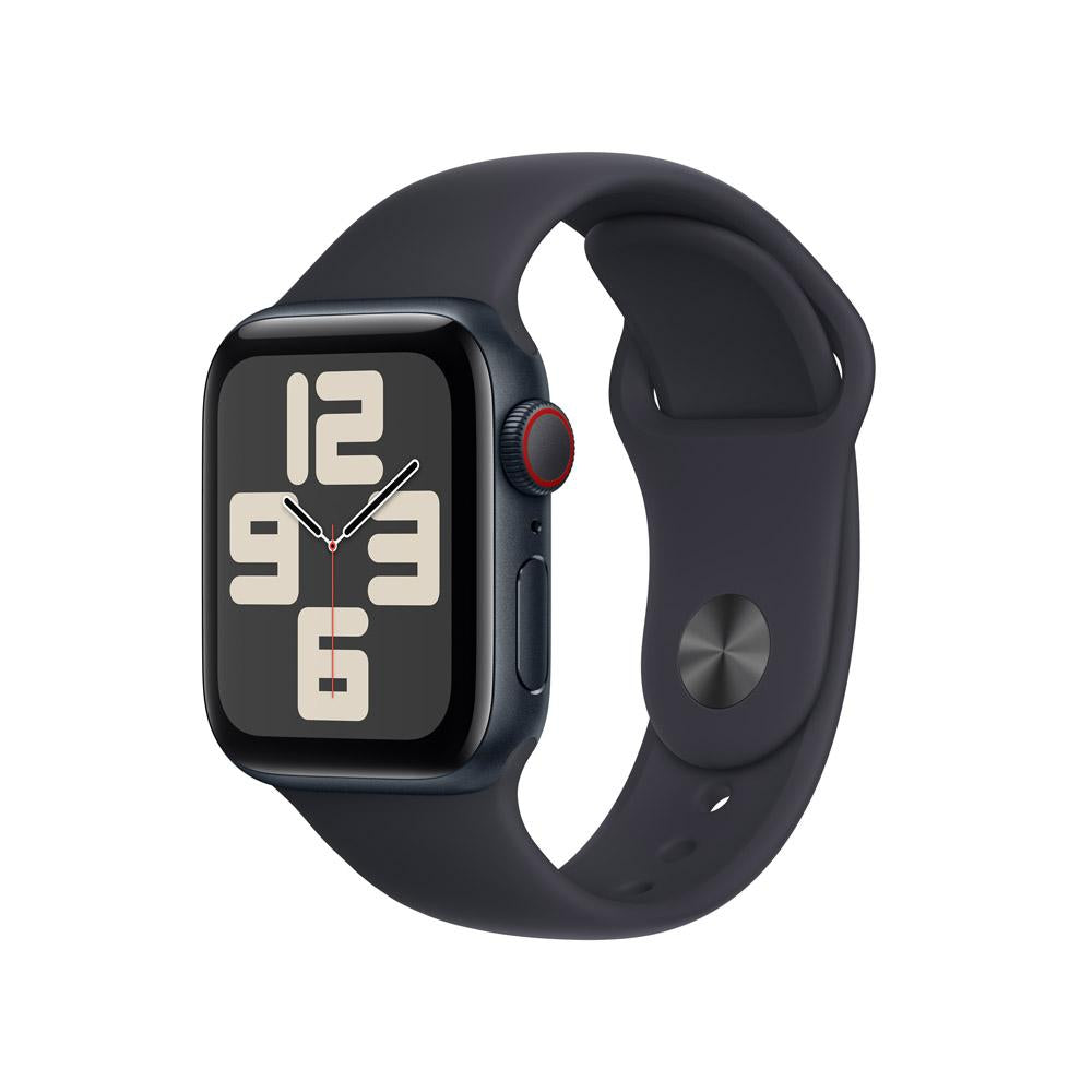 Apple Watch SE GPS + Cellular • Caja de aluminio color medianoche de 40 mm • Correa deportiva color medianoche - S/M