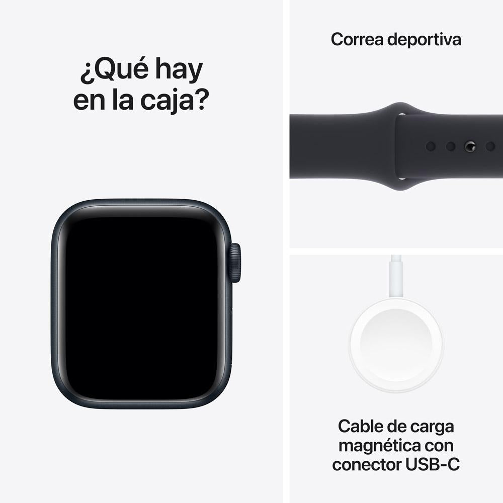 Apple Watch SE GPS + Cellular • Caja de aluminio color medianoche de 40 mm • Correa deportiva color medianoche - S/M