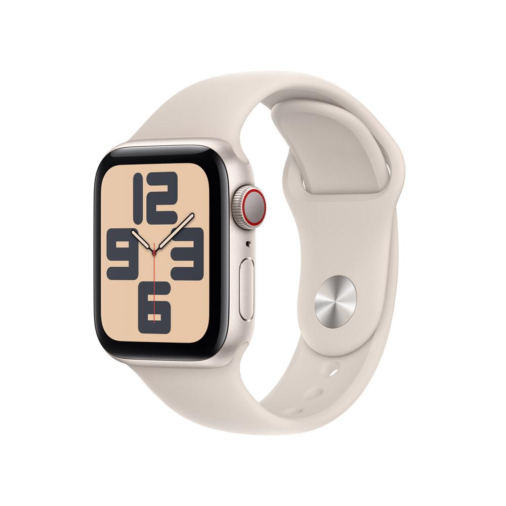 Apple Watch SE GPS + Cellular • Caja de aluminio blanco estelar de 40 mm • Correa deportiva blanco estelar - S/M