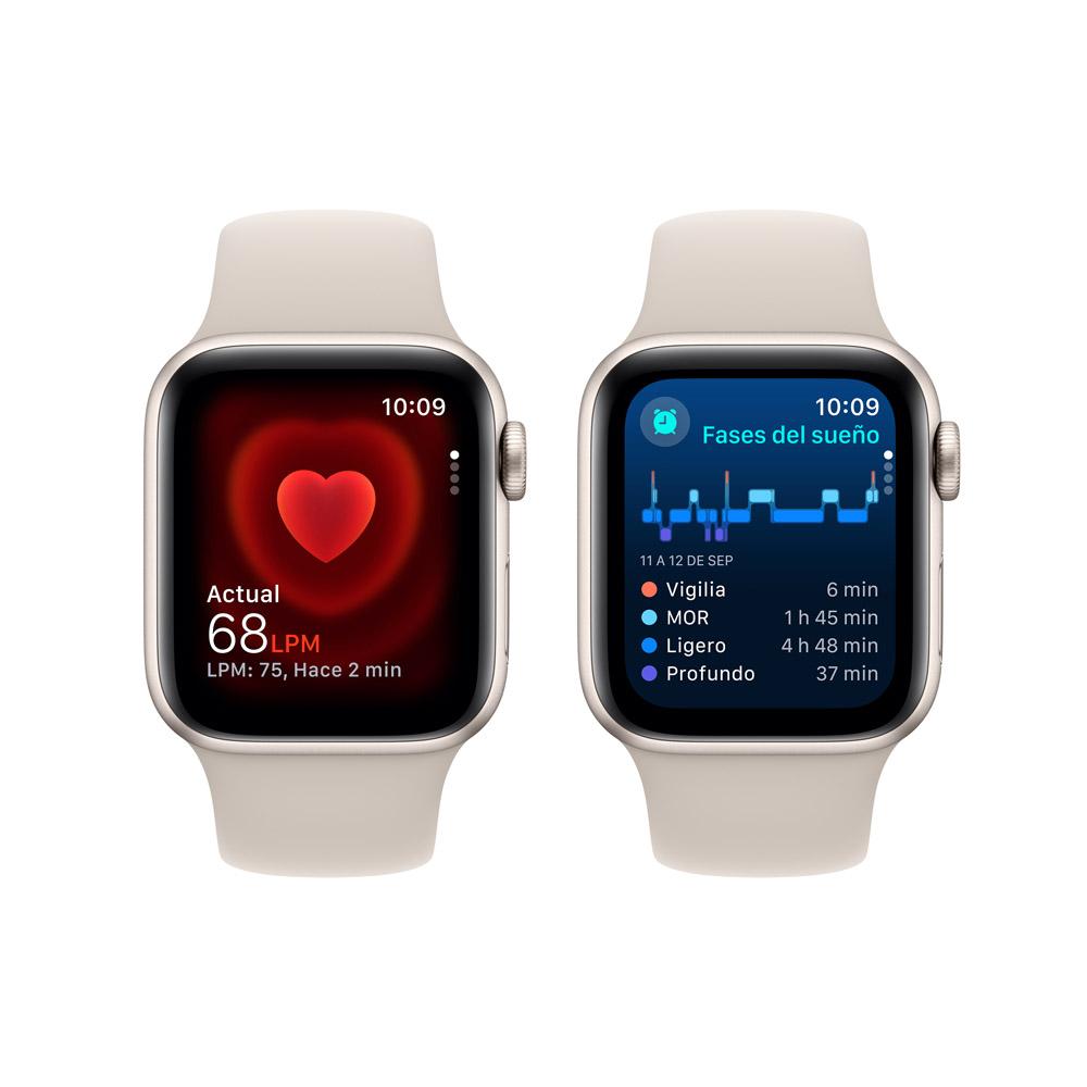 Apple Watch SE GPS + Cellular • Caja de aluminio blanco estelar de 40 mm • Correa deportiva blanco estelar - S/M