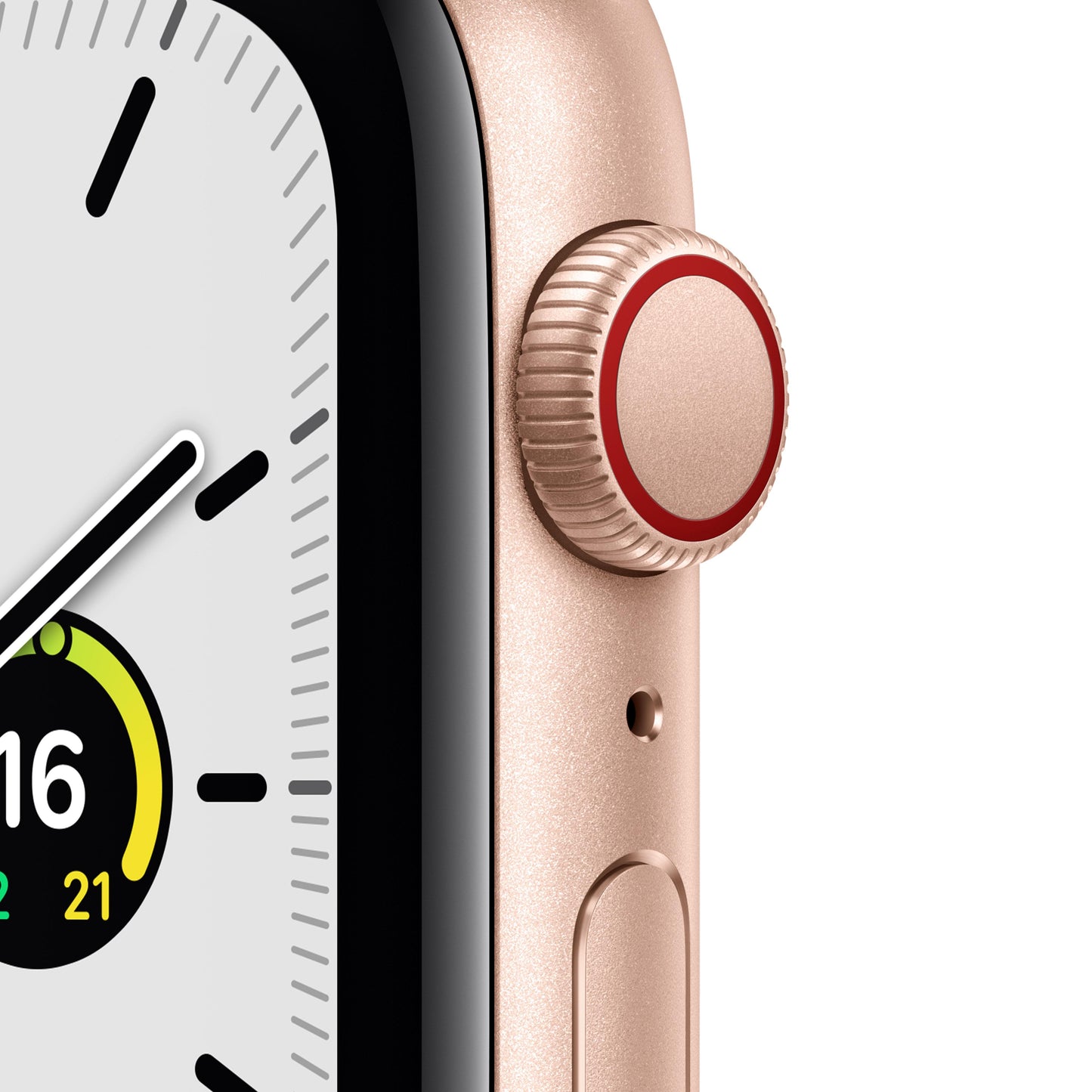 Apple Watch SE (GPS + Cellular) - Caja de aluminio en oro de 44 mm - Correa Loop deportiva en color maíz/blanco