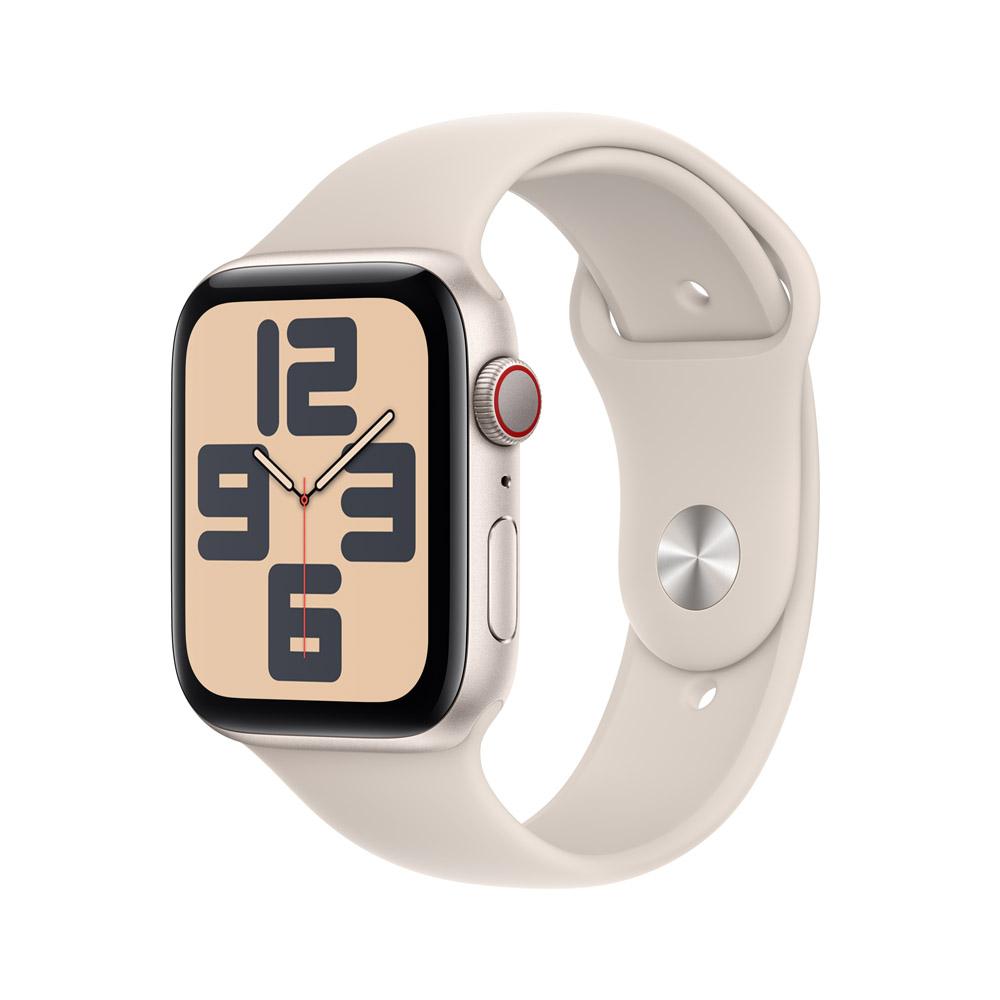 Apple Watch SE GPS + Cellular • Caja de aluminio blanco estelar de 44 mm • Correa deportiva blanco estelar - M/L