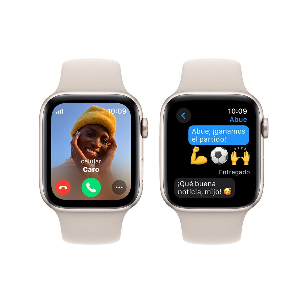 Apple Watch SE GPS + Cellular • Caja de aluminio blanco estelar de 44 mm • Correa deportiva blanco estelar - M/L