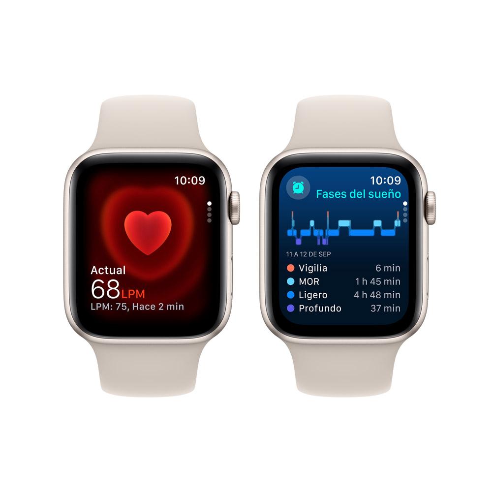Apple Watch SE GPS + Cellular • Caja de aluminio blanco estelar de 44 mm • Correa deportiva blanco estelar - M/L