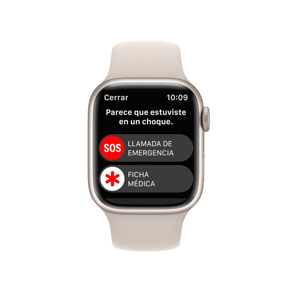 Apple Watch Series 8 (GPS) - Caja de aluminio en blanco estrella de 41 mm - Correa deportiva blanco estrella - Talla única