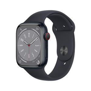 Apple Watch Series 8 (GPS + Cellular) - Caja de aluminio en color medianoche de 45 mm - Correa deportiva en color medianoche - Talla única