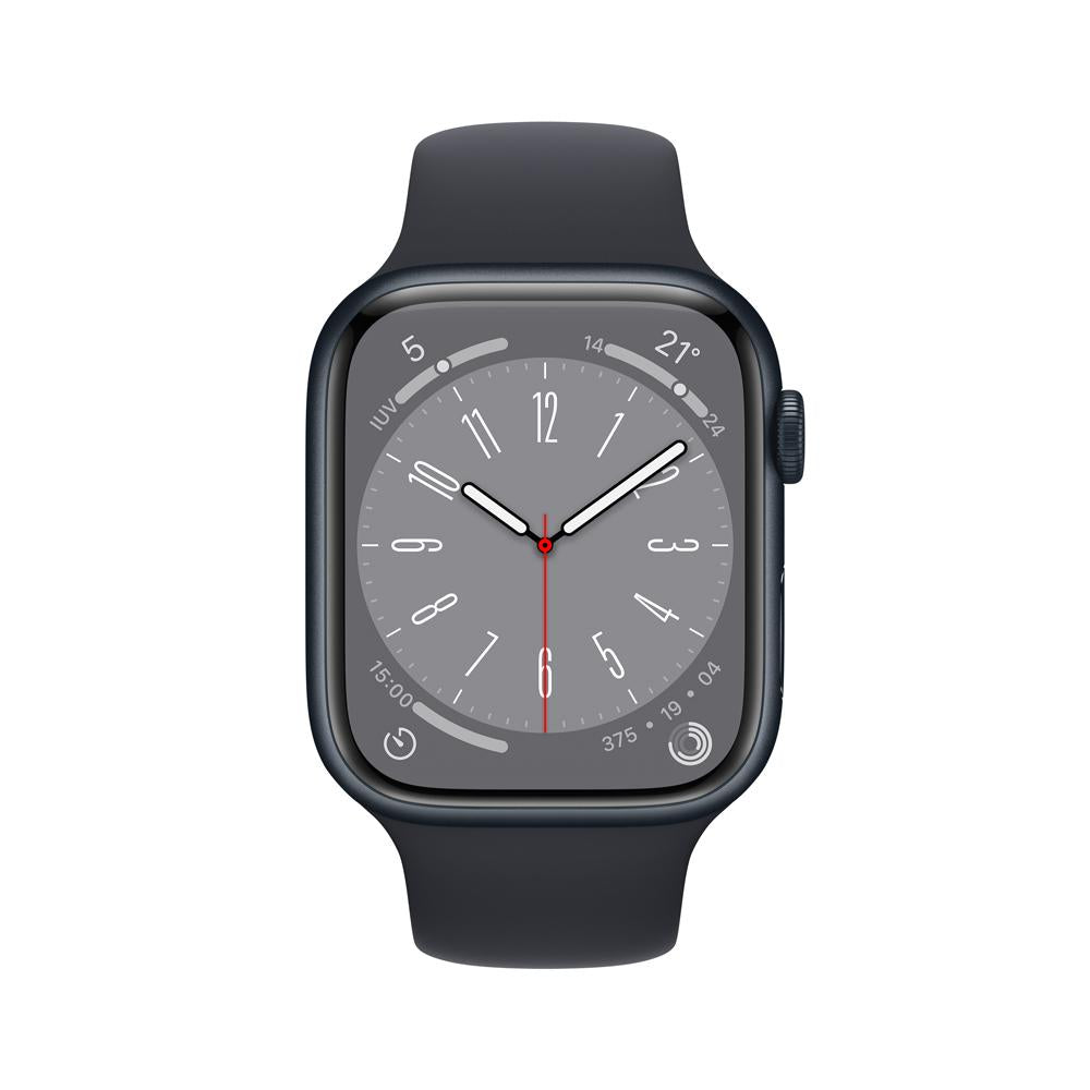 Apple Watch Series 8 (GPS + Cellular) - Caja de aluminio en color medianoche de 45 mm - Correa deportiva en color medianoche - Talla única