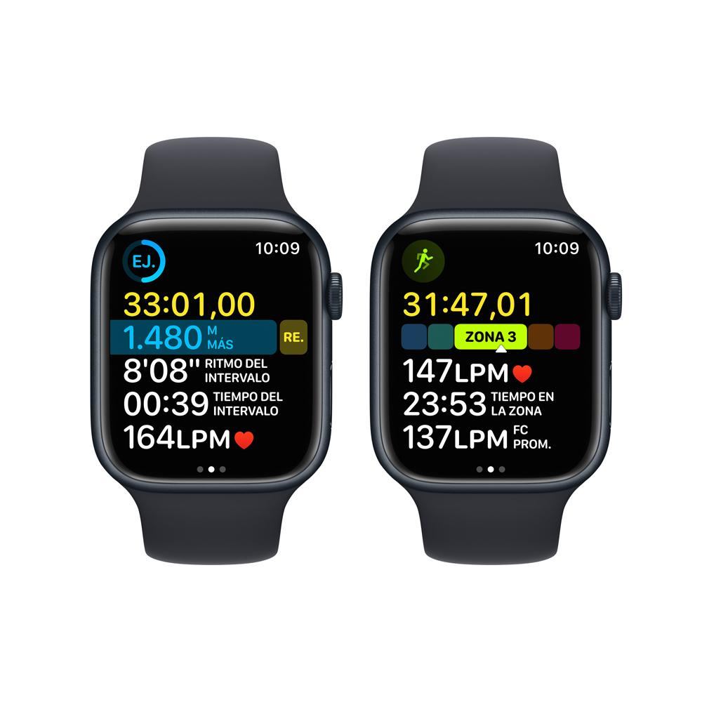 Apple Watch Series 8 (GPS + Cellular) - Caja de aluminio en color medianoche de 45 mm - Correa deportiva en color medianoche - Talla única