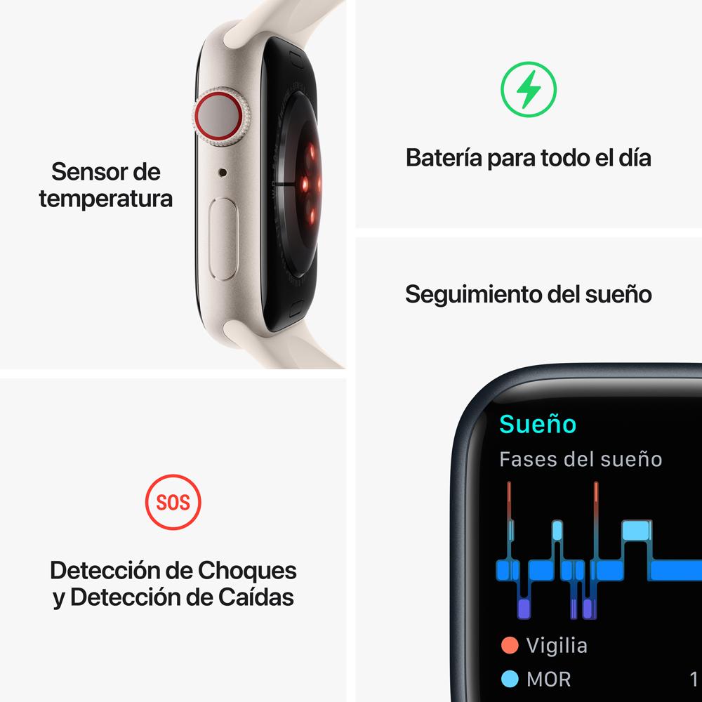 Apple Watch Series 8 (GPS + Cellular) - Caja de aluminio (PRODUCT)RED de 45 mm - Correa deportiva (PRODUCT)RED - Talla única