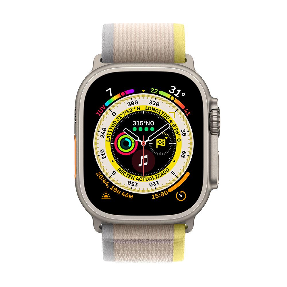 Apple Watch Ultra (GPS + Cellular) - Caja de titanio de 49 mm - Correa Loop Trail amarilla/beis - Talla S/M