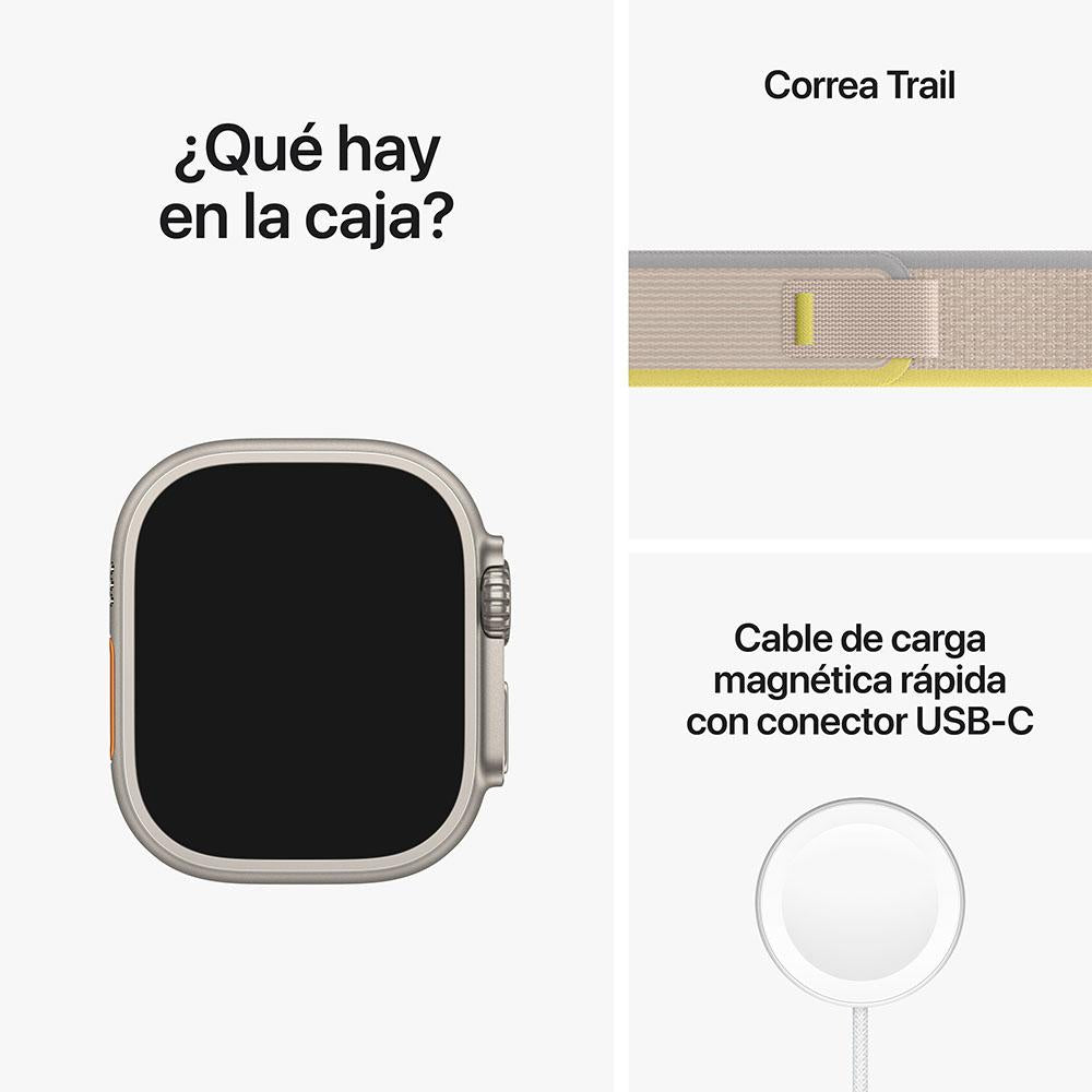 Apple Watch Ultra (GPS + Cellular) - Caja de titanio de 49 mm - Correa Loop Trail amarilla/beis - Talla S/M