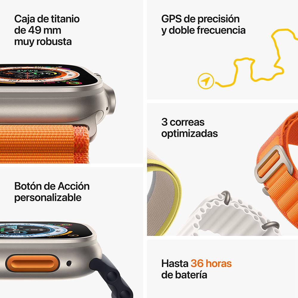 Apple Watch Ultra (GPS + Cellular) - Caja de titanio de 49 mm - Correa Loop Trail negra/gris - Talla M/L