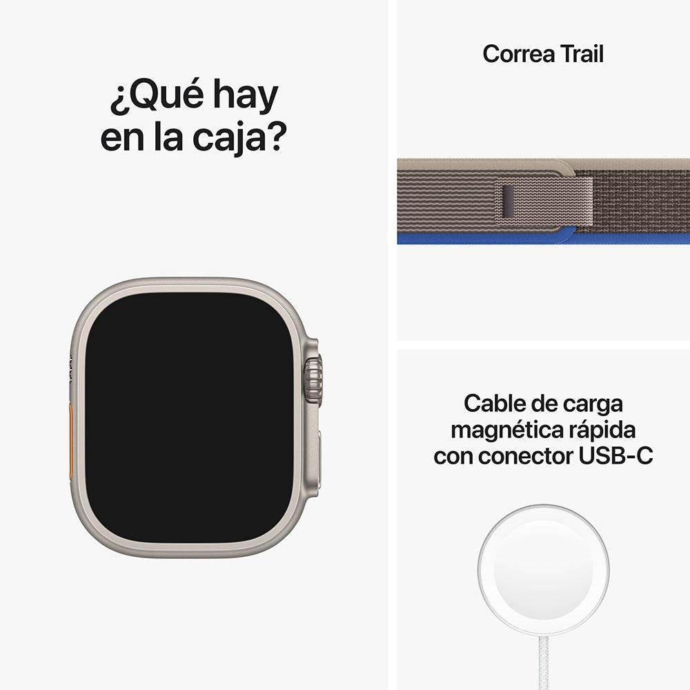 Apple Watch Ultra (GPS + Cellular) - Caja de titanio de 49 mm - Correa Loop Trail azul/gris - Talla S/M