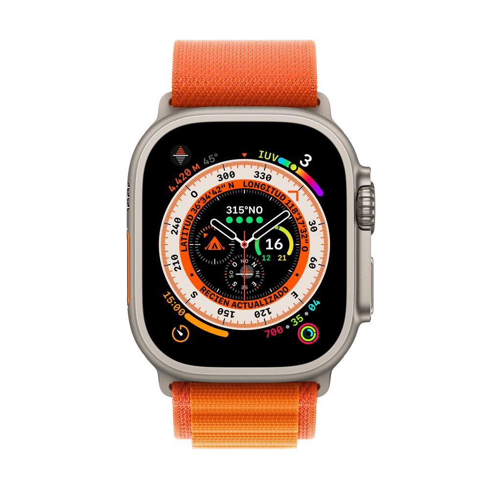 Apple Watch Ultra (GPS + Cellular) - Caja de titanio de 49 mm - Correa Loop Alpine naranja - Talla M