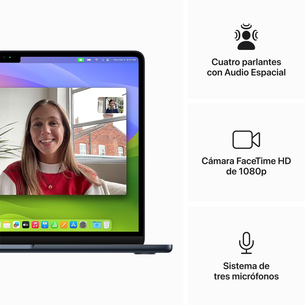 MacBook Air de 13 pulgadas: Chip M3 de Apple con CPU de 8 núcleos y GPU de 8 núcleos, 256 GB SSD - Azul medianoche