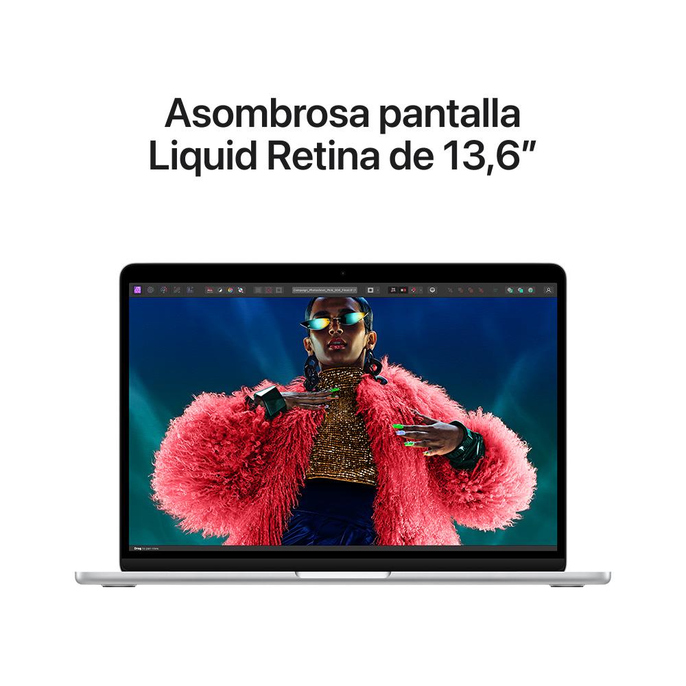 MacBook Air de 13 pulgadas: Chip M3 de Apple con CPU de 8 núcleos y GPU de 8 núcleos, 256 GB SSD - Plata