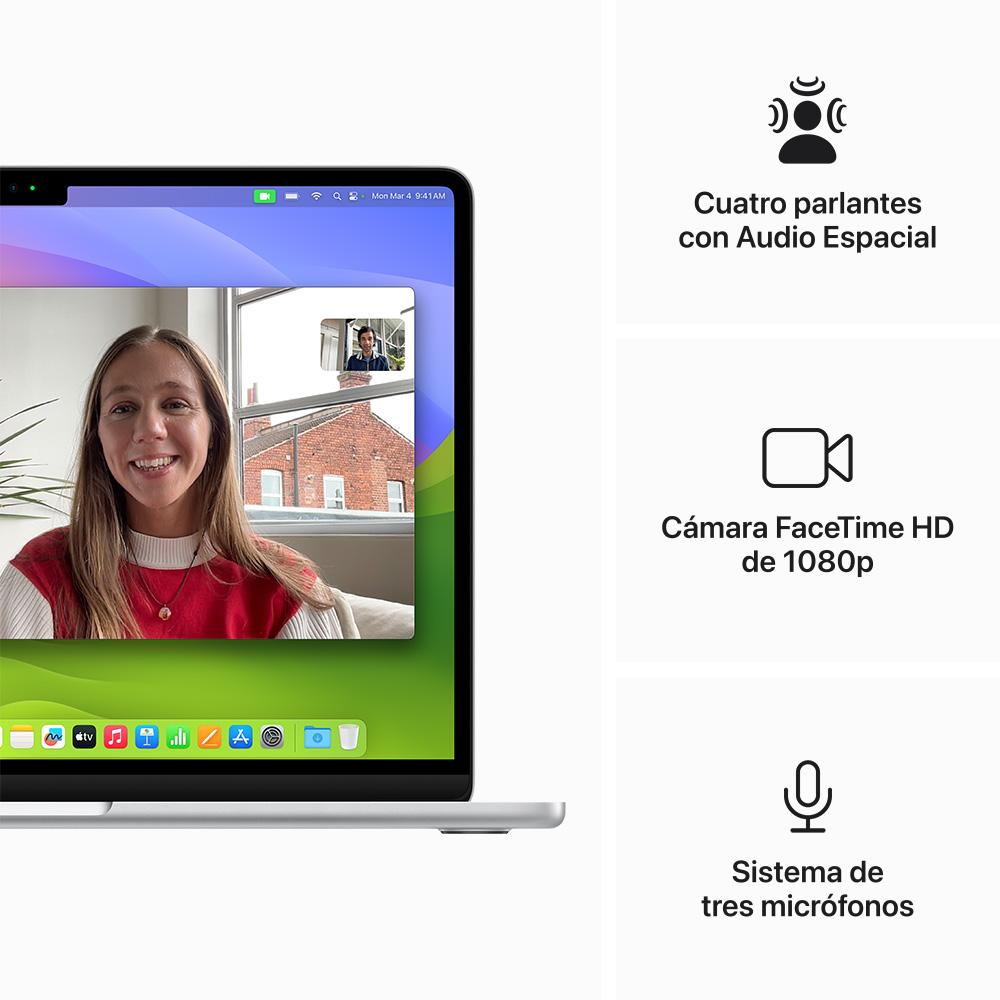MacBook Air de 13 pulgadas: Chip M3 de Apple con CPU de 8 núcleos y GPU de 8 núcleos, 256 GB SSD - Plata