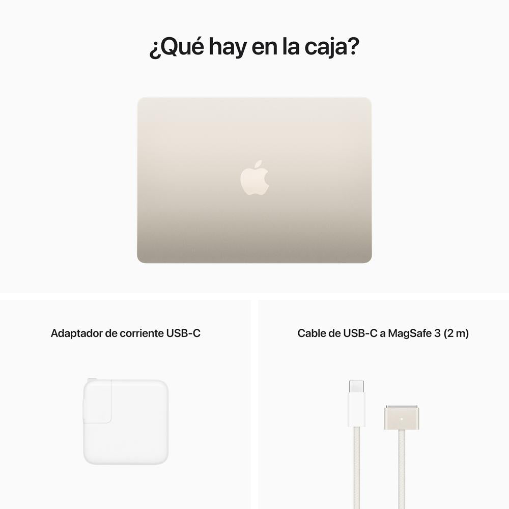 MacBook Air de 13 pulgadas: Chip M2 de Apple con CPU de ocho núcleos y GPU de diez núcleos, 512 GB SSD - Blanco estrella