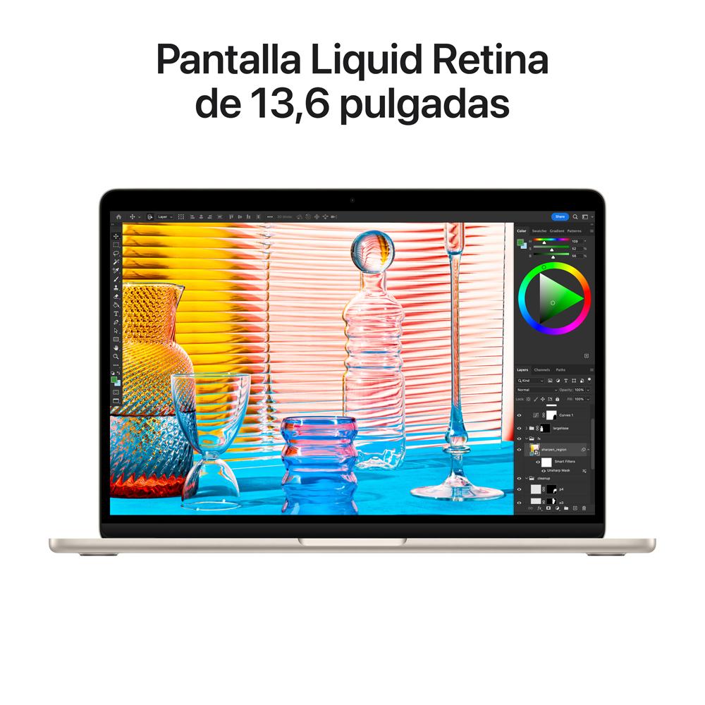 MacBook Air de 13 pulgadas: Chip M2 de Apple con CPU de ocho núcleos y GPU de diez núcleos, 512 GB SSD - Blanco estrella