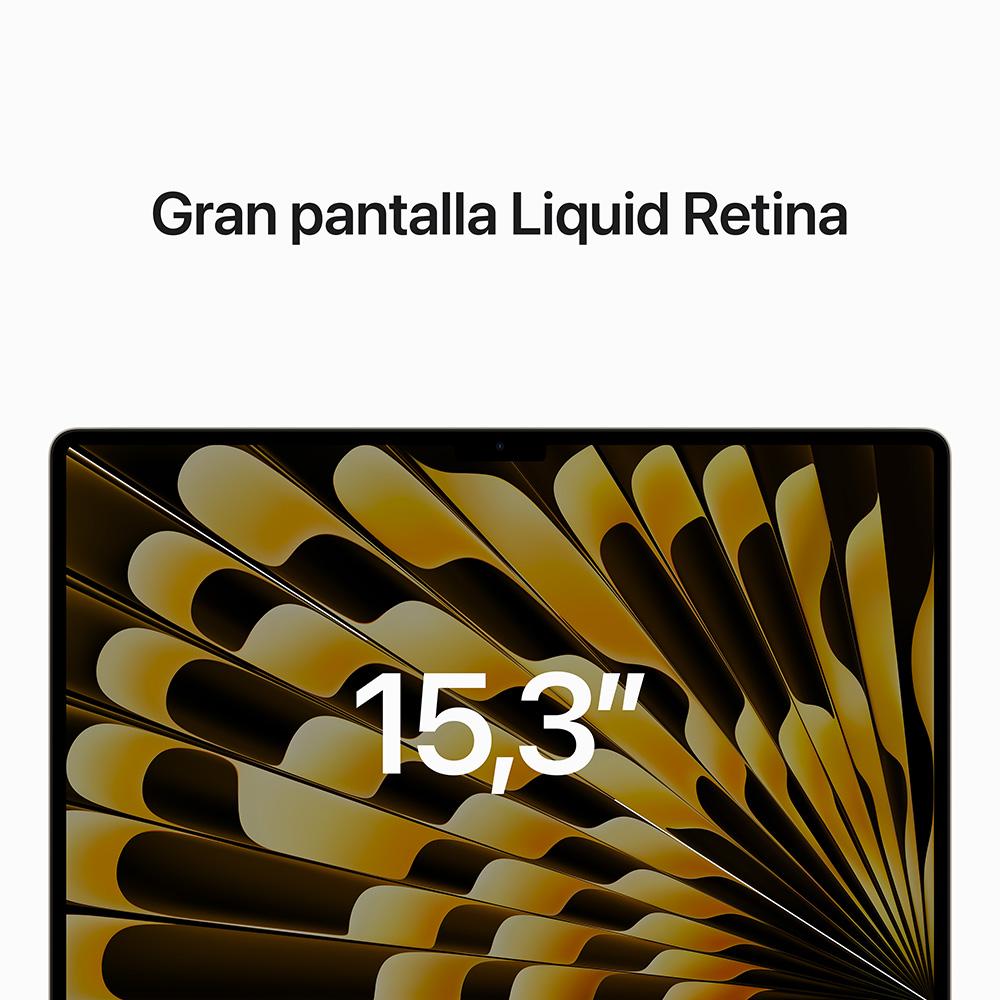 MacBook Air de 15 pulgadas: Chip M2 de Apple con CPU de ocho núcleos y GPU de diez núcleos, 512 GB SSD - Blanco estrella