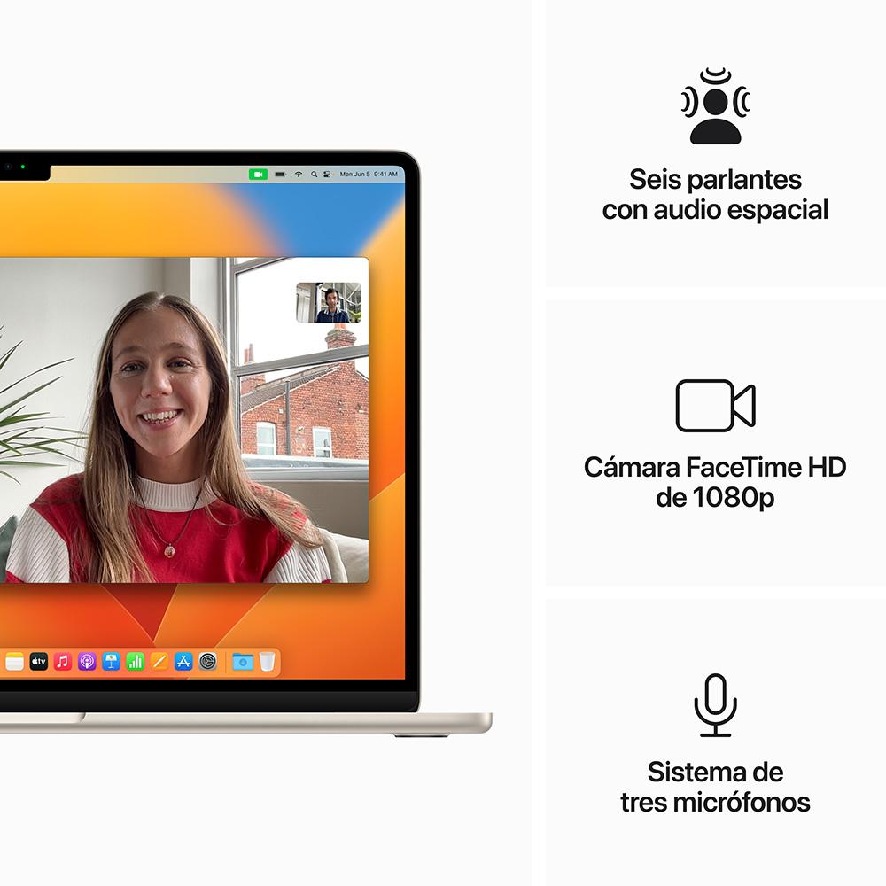 MacBook Air de 15 pulgadas: Chip M2 de Apple con CPU de ocho núcleos y GPU de diez núcleos, 512 GB SSD - Blanco estrella