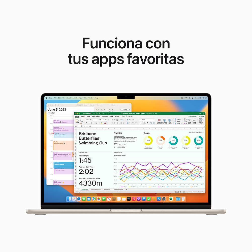 MacBook Air de 15 pulgadas: Chip M2 de Apple con CPU de ocho núcleos y GPU de diez núcleos, 512 GB SSD - Blanco estrella