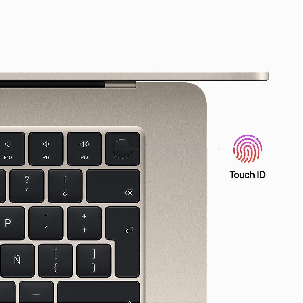 MacBook Air de 15 pulgadas: Chip M2 de Apple con CPU de ocho núcleos y GPU de diez núcleos, 512 GB SSD - Blanco estrella