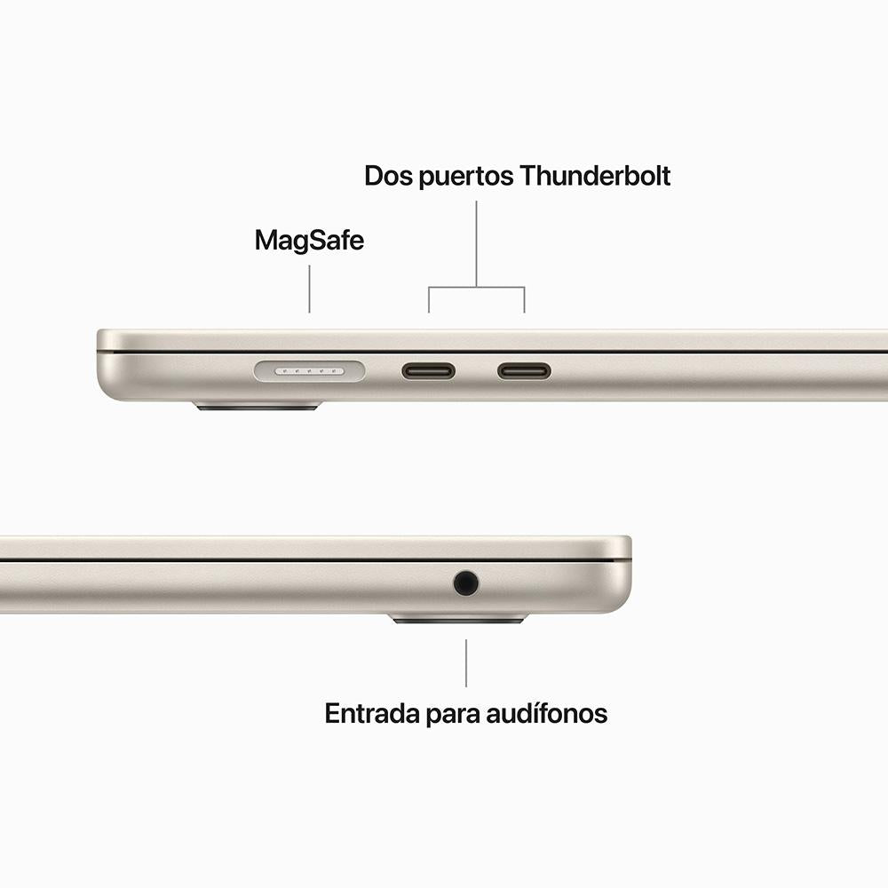 MacBook Air de 15 pulgadas: Chip M2 de Apple con CPU de ocho núcleos y GPU de diez núcleos, 512 GB SSD - Blanco estrella