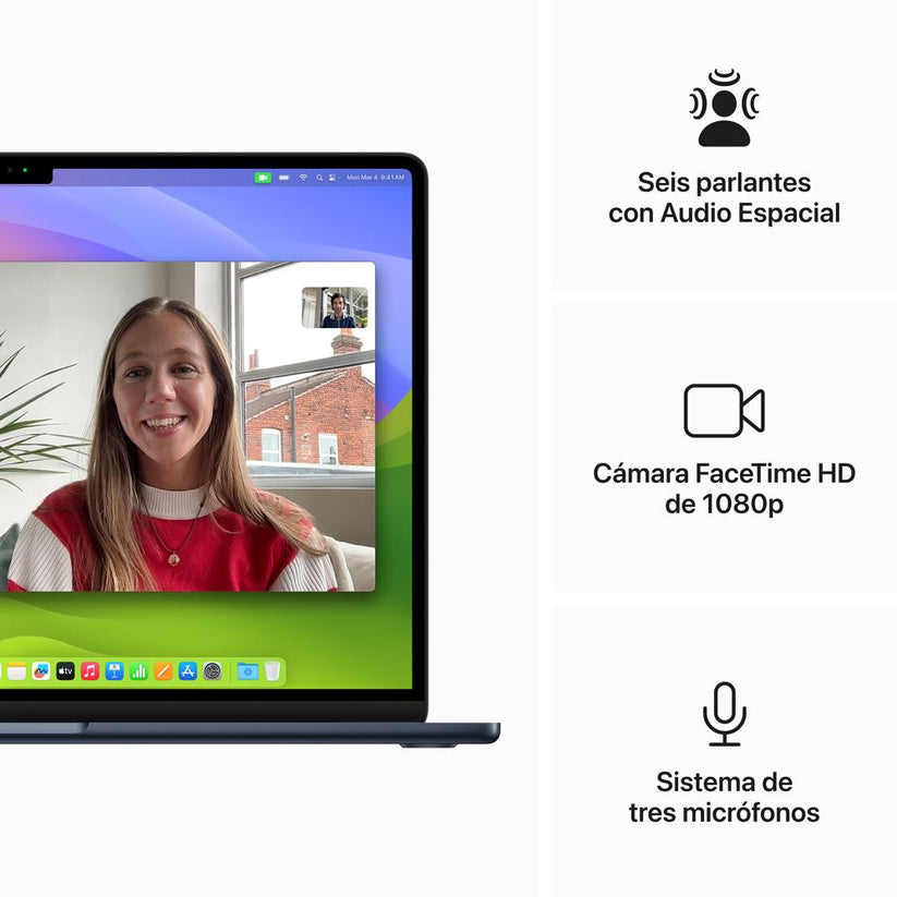 MacBook Air de 15 pulgadas: Chip M3 de Apple con CPU de 8 núcleos y GPU de 10 núcleos, 256 GB SSD - Azul medianoche