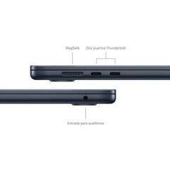 MacBook Air de 15 pulgadas: Chip M3 de Apple con CPU de 8 núcleos y GPU de 10 núcleos, 256 GB SSD - Azul medianoche