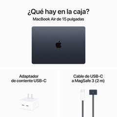 MacBook Air de 15 pulgadas: Chip M3 de Apple con CPU de 8 núcleos y GPU de 10 núcleos, 256 GB SSD - Azul medianoche