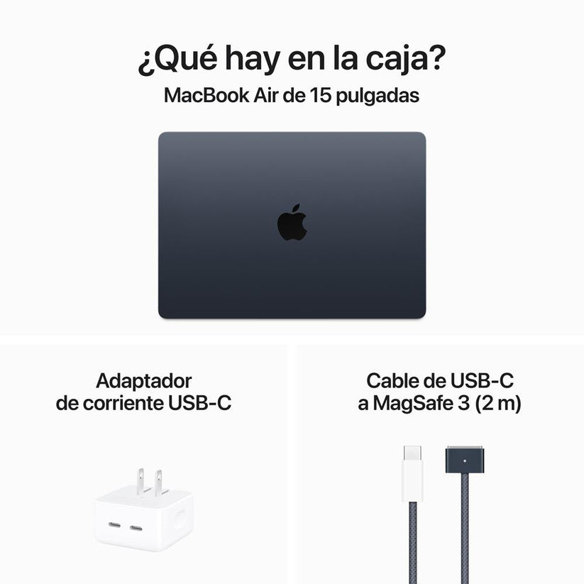MacBook Air de 15 pulgadas: Chip M3 de Apple con CPU de 8 núcleos y GPU de 10 núcleos, 256 GB SSD - Azul medianoche
