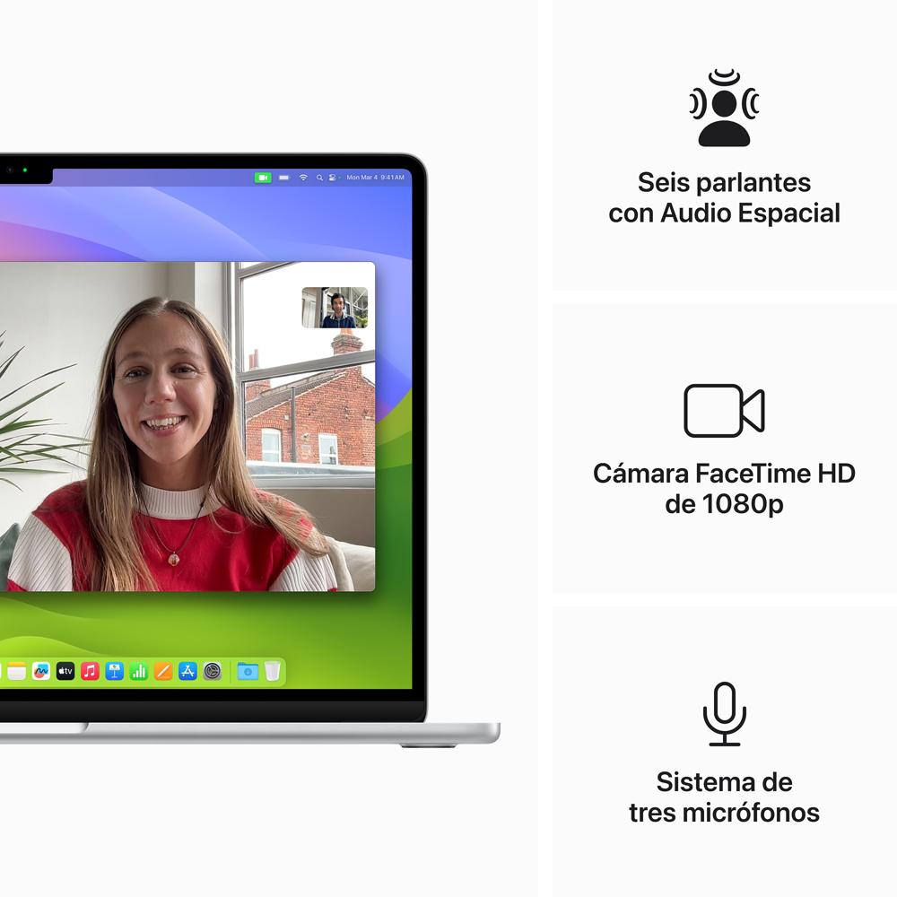 MacBook Air de 15 pulgadas: Chip M3 de Apple con CPU de 8 núcleos y GPU de 10 núcleos, 512 GB SSD - Plata