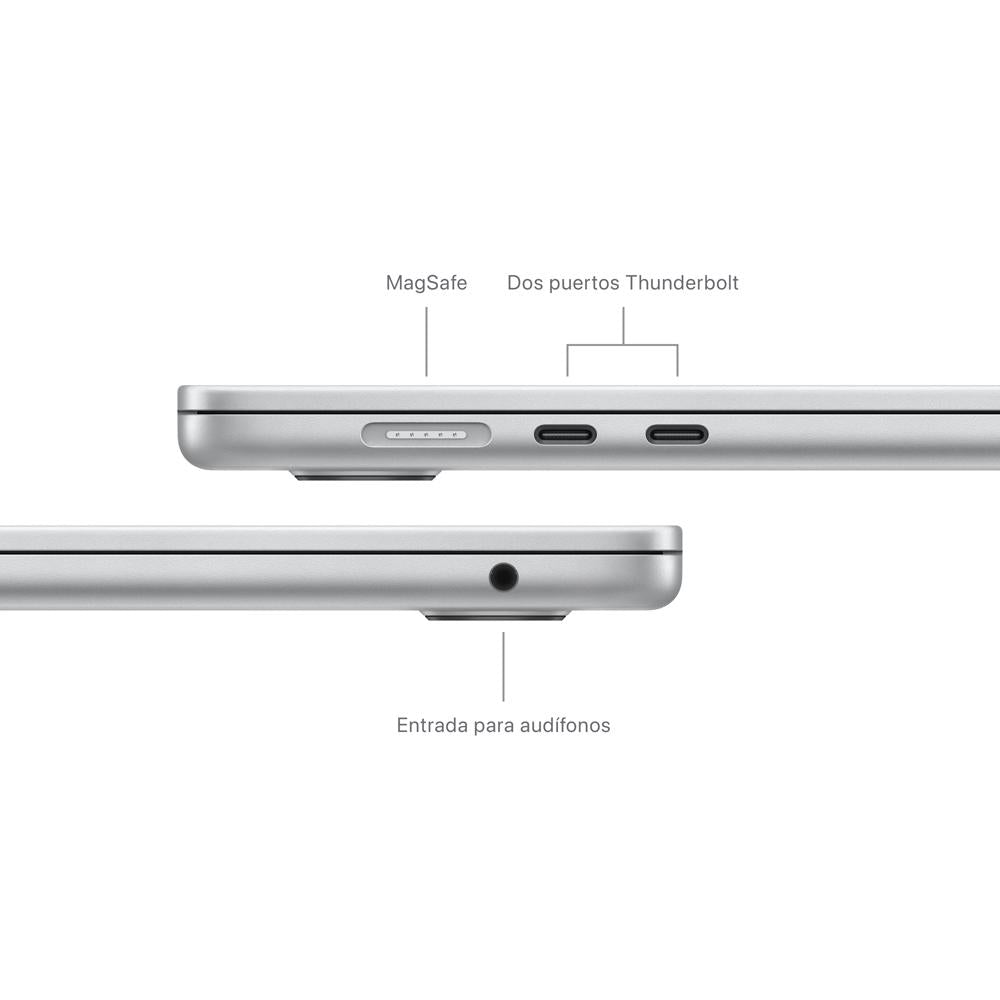 MacBook Air de 15 pulgadas: Chip M3 de Apple con CPU de 8 núcleos y GPU de 10 núcleos, 512 GB SSD - Plata