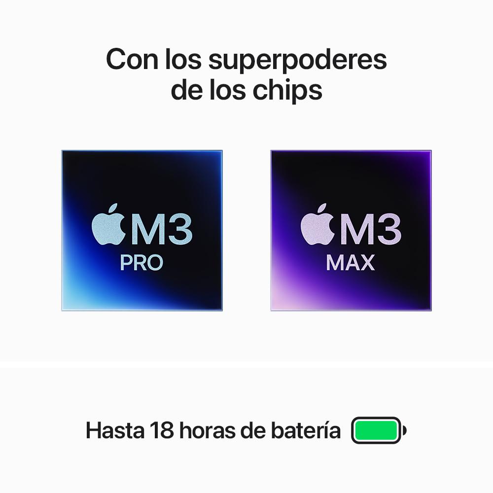 MacBook Pro de 14 pulgadas: Chip M3 Max de Apple con CPU de 14 núcleos y GPU de 30 núcleos, 1 TB SSD - Plata