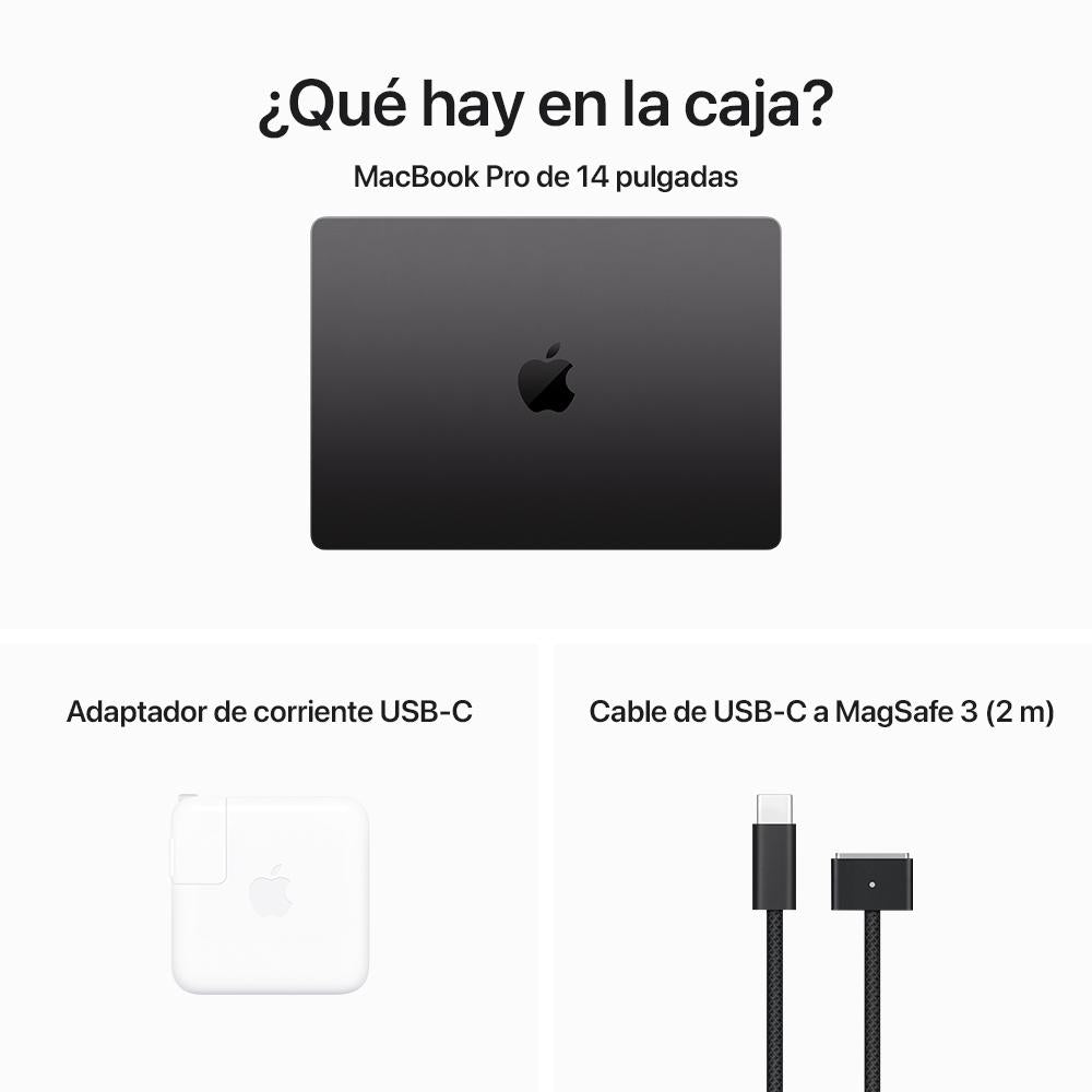 MacBook Pro de 14 pulgadas: Chip M3 Pro de Apple con CPU de 11 núcleos y GPU de 14 núcleos, 512 GB SSD - Negro espacial