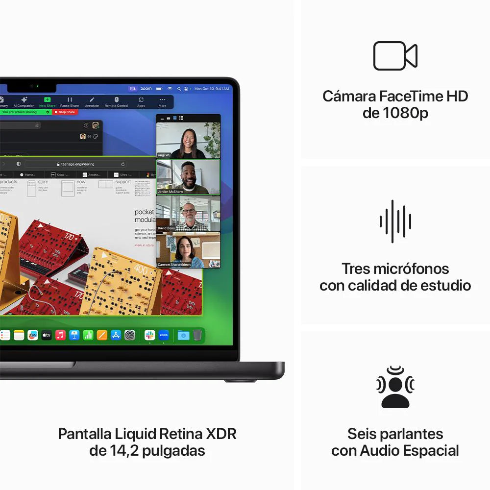 MacBook Pro de 14 pulgadas Chip M3 de Apple con CPU de 8 núcleos y GPU de 10 núcleos 8GB Gris espacial 512 GB