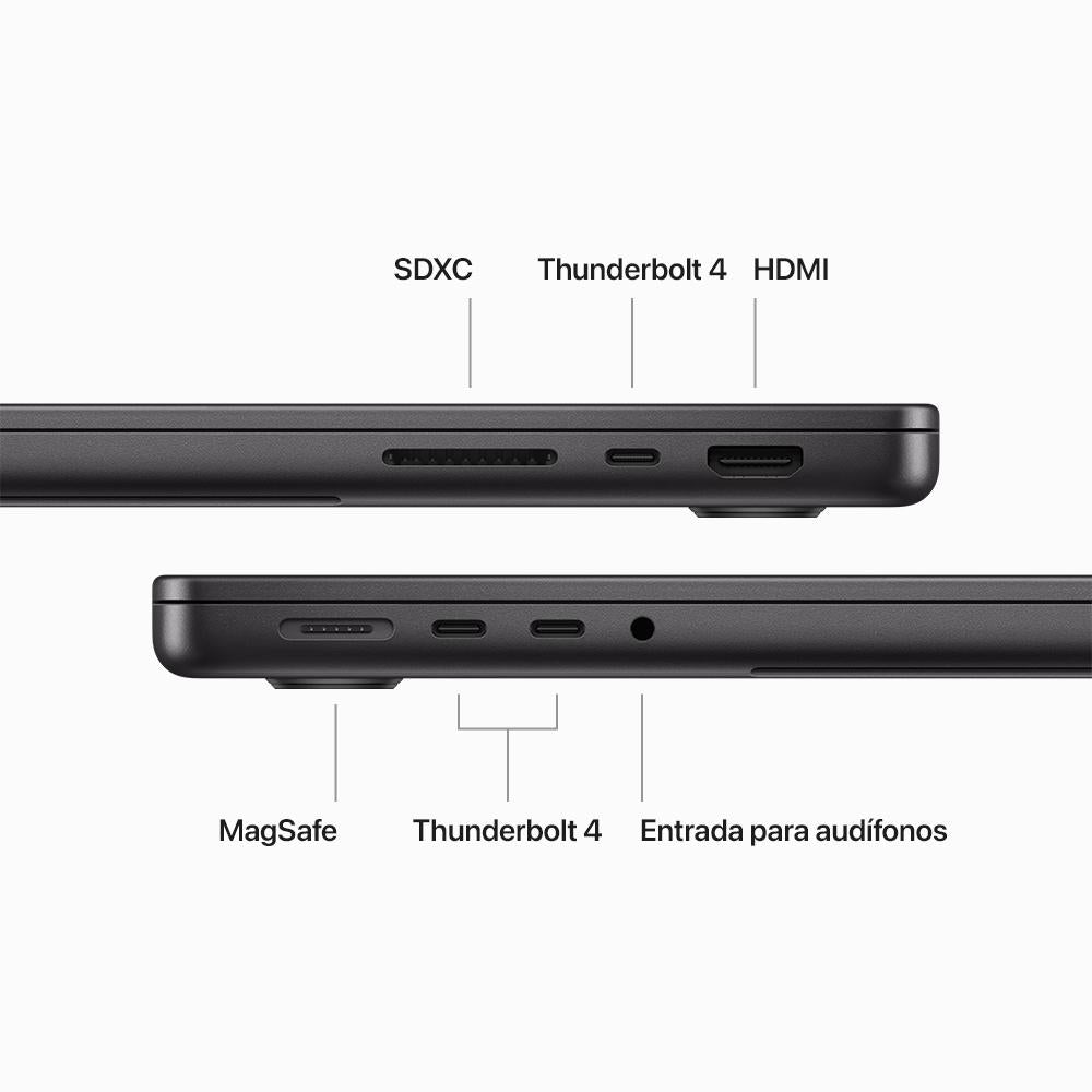MacBook Pro de 14 pulgadas Chip M3 Max de Apple con CPU de 14 núcleos y GPU de 30 núcleos 36GB Negro espacial 1 TB