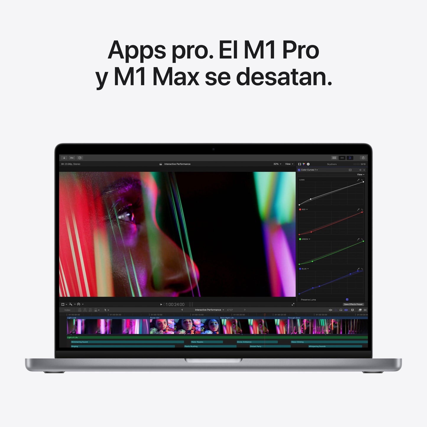 MacBook Pro de 16 pulgadas: Chip M1 Max de Apple con CPU de diez núcleos y GPU de treinta y dos núcleos, 1 TB SSD - Gris espacial