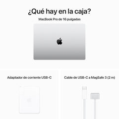 MacBook Pro de 16 pulgadas: Chip M3 Max de Apple con CPU de 14 núcleos y GPU de 30 núcleos, 1 TB SSD - Plata