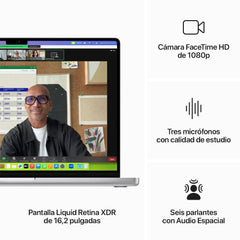 MacBook Pro de 16 pulgadas: Chip M3 Max de Apple con CPU de 14 núcleos y GPU de 30 núcleos, 1 TB SSD - Plata