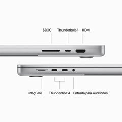 MacBook Pro de 16 pulgadas: Chip M3 Max de Apple con CPU de 14 núcleos y GPU de 30 núcleos, 1 TB SSD - Plata